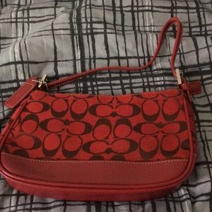 Red Coach Signature Mini Hobo Handbag